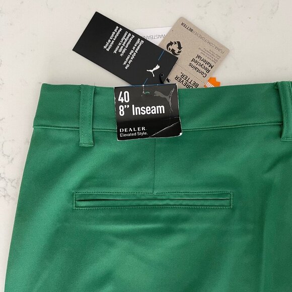 Puma Dealer Elevated Style 8" 100% Poly Golf Shorts 50+ UPF Vine Green Sz 40 NWT - Picture 8 of 13